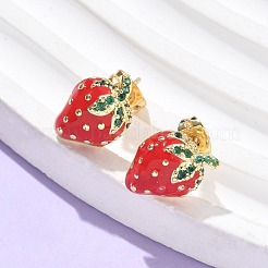 Brass Enamel Stud Earrings&nbsp;EJEW-Q017-04G