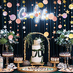 3Pcs 3 Style Paper Glitter Circle Star Garland&nbsp;HJEW-PH0001-50