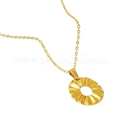 304 Stainless Steel Oval Flower Pendant Necklaces for Women&nbsp;WG81E98-02