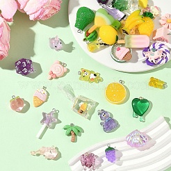 10Pcs 10 Styles Opaque & Transparent Resin Pendants&nbsp;RESI-YW0005-18