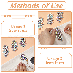 4Pcs Flower Hotfix Glass Rhinestone&nbsp;DIY-FG0010-63B