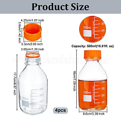 Reusable Glass Media Bottle with Dark Orange Plastic Screw Top Caps&nbsp;CON-WH0112-031A