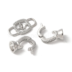 Brass Pave Clear Cubic Zirconia Fold Over Clasps&nbsp;KK-M320-13P