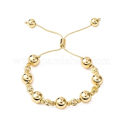 Brass Round Beads Slider Bracelets for Women&nbsp;LS-BJEW-D357-06B-G