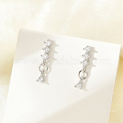 Brass Micro Pave Clear Cubic Zirconia Stud Earrings&nbsp;EJEW-R016-26P-01