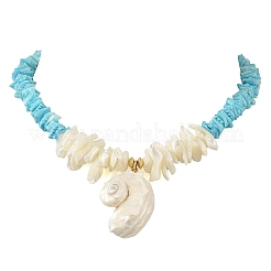 Ocean Natural Sea Shell Pendant Chip Beaded Necklaces for Women&nbsp;NJEW-JN06388