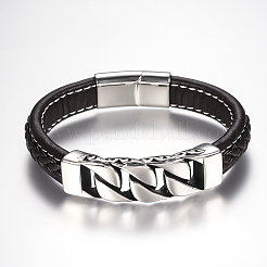 Men's Braided PU Leather Cord Bracelets&nbsp;BJEW-H559-08