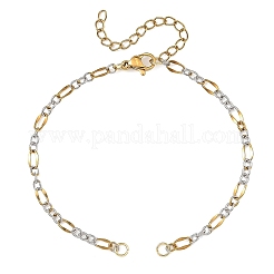 2Pcs Two Tone 304 Stainless Steel Oval Link Chains Bracelet Making&nbsp;AJEW-JB01665