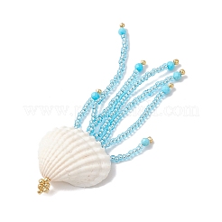 Natural Magnesite & Synthetic Turquoise Starfish & Glass Seed Beaded Jellyfish Big Pendants&nbsp;PALLOY-MZ00870-03