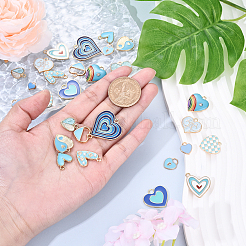 30Pcs 15 Styles Alloy Enamel Pendants&nbsp;ENAM-YW0004-18