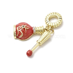 Brass Micro Pave Clear Cubic Zirconia European Dangle Charms&nbsp;KK-A278-08G-02