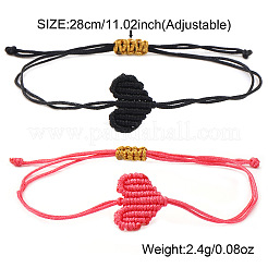 2Pcs Handwoven Polyester Heart Braided String Bracelets&nbsp;DI4678