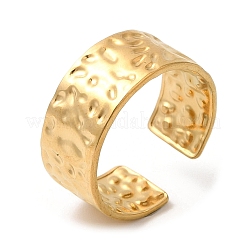 304 Stainless Steel Hammered Band Open Cuff Ring&nbsp;RJEW-K248-02G