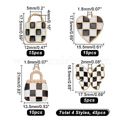 45Pcs 4 Styles Tartan Pattern Alloy Enamel Pendants&nbsp;ENAM-AR0001-74