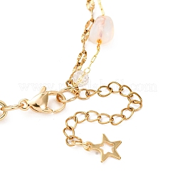 Brass Link Chain & 304 Stainless Steel Textured Dapped Chains Bracelets for Women&nbsp;BJEW-JB12481-02
