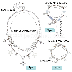 Star Alloy Layered Necklaces & Irons Chains Charm Bracelets Jewelry Sets&nbsp;SJEW-SC0001-05