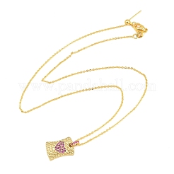 Brass Micro Pave Cubic Zirconia Rectangle with Heart Pendant Adjustable Slider Necklaces&nbsp;KK-CBA4547-08G-05