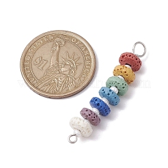 Chakra Natural Lava Rock Dyed Beaded Connector Charms&nbsp;PALLOY-JF02546-02