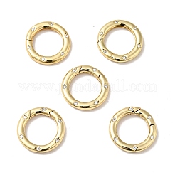 Brass Pave Clear Cubic Zirconia Spring Gate Rings&nbsp;X-KK-J301-15G