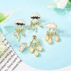 2 Pairs 2 Styles Cloud & Teardrop Alloy Enamel Stud Earrings for Women&nbsp;EJEW-TA0001-50