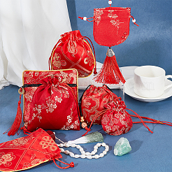 12Pcs 6 Styles Silk Packing Pouches Set&nbsp;ABAG-HY0001-01