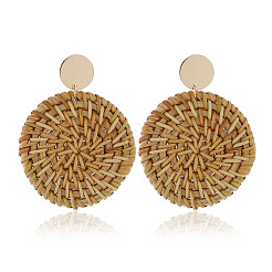 Alloy Rattan Woven Dangle Stud Earrings&nbsp;FS-WGA068A-04