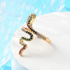 Brass Micro Pave Cubic Zirconia Cuff Rings&nbsp;X-RJEW-S044-049