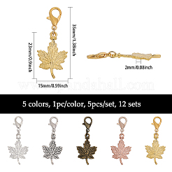 12 Sets Maple Leaf Alloy Pendants Decorations Set&nbsp;HJEW-CA0001-61