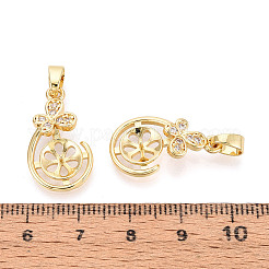 Brass Micro Pave Clear Cubic Zirconia European Dangle Charms Bails&nbsp;KK-N276-17G