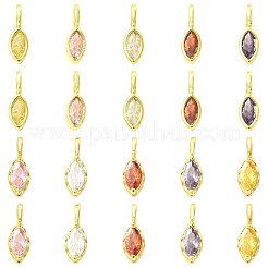 10Pcs 5 Colors Horse Eye Brass Micro Pave Cubic Zirconia Charms&nbsp;KK-FS0002-13B