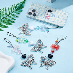 4Pcs Alloy & Acrylic Mobile Straps&nbsp;HJEW-HS00007