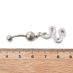 Alloy Rhinestone Snake Curved Barbell Belly Rings&nbsp;LS-AJEW-R007-03P-01