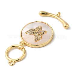 Brass Micro Pave Clear Cubic Zirconia Toggle Clasps&nbsp;KK-N254-92G