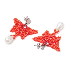 Glass Seed Beads Butterfly Stud Earrings&nbsp;EJEW-MZ00351-01