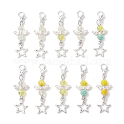 Tibetan Style Alloy & Glass Angel Pendant Decorations&nbsp;HJEW-JM03165-01