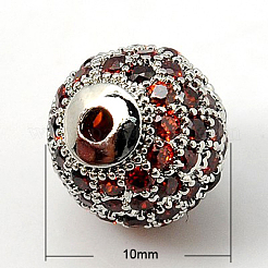 Brass Cubic Zirconia Beads&nbsp;ZIRC-D009-04P
