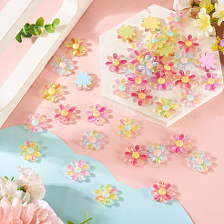 60Pcs 6 Colors Transparent Resin Flower Cabochons&nbsp;RESI-TA0004-79