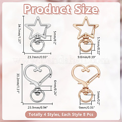 32Pcs 4 Styles Alloy Swivel Snap Hook Clasps&nbsp;FIND-HY0005-36