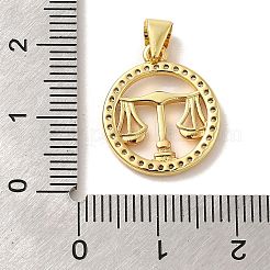 Zodiac Theme Brass Micro Pave Cubic Zirconia Pendants&nbsp;KK-M273-05I-G