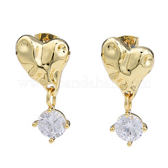 Cubic Zirconia Heart Dangle Earrings&nbsp;EJEW-N011-77