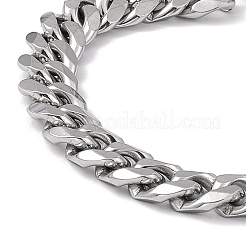 Tarnish Resistant 201 Stainless Steel Curb Chain Bracelet with 304 Stainless Steel Clasps for Men Women&nbsp;BJEW-M235-02C-P