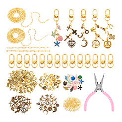 DIY Alloy Pendants & Brass Paperclip Chains Keychain & Bag Strap Making Kits&nbsp;DIY-PH0032-26