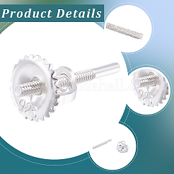 3 Pairs 925 Sterling Silver Screw Ear Nuts&nbsp;STER-BBC0009-74A