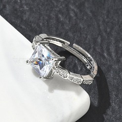 Brass & Clear Cubic Zirconia Finger Rings&nbsp;CU-CBA7E55-09P