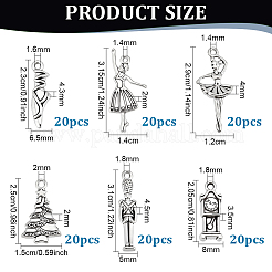 120Pcs 6 Styles Nutcracker Ballet Tibetan Style Alloy Pendants&nbsp;FIND-PH0038-21
