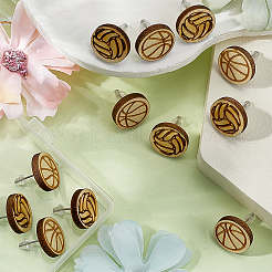 6Pairs 2 Styles Wood Stud Earrings&nbsp;EJEW-SC0001-67