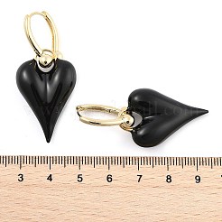 Brass Enamel Hoop Earrings for Women&nbsp;EJEW-U055-26G-01