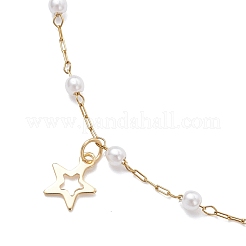 3Pcs 3 Styles Round ABS Imitation Pearl Beads & 304 Stainless Steel Link Chain Moon Star Cross Tassel Anklets for Women&nbsp;AJEW-AN00738