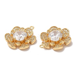 Brass Micro Pave Cubic Zirconia and Glass Charms&nbsp;KK-B074-24G