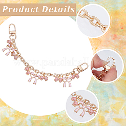 2Pcs 2 Styles Pink Zinc Alloy Enamel Bowknot Flower Charm Cable Chain Purse Chains&nbsp;FIND-BBC0004-57